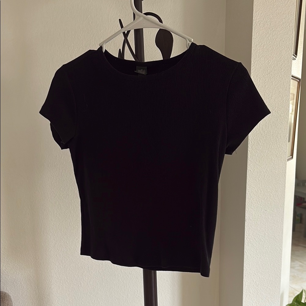 Wild Fable Black Fitted Crop T-Shirt